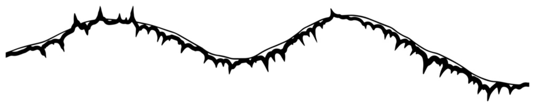 Jagged mountain range silhouette in minimalist line art style
