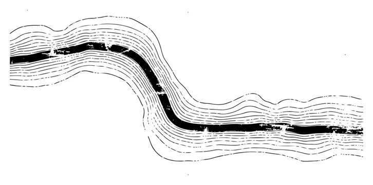 Topographic path with thick central line and parallel wavy textures