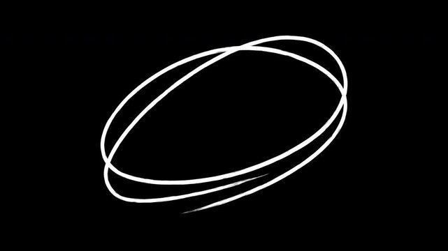 Animated white brush stroke shapes symbols on black background, abstract animation des