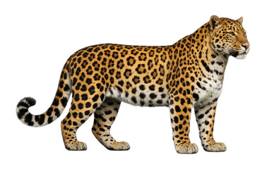 Naklejka premium PNG Majestic leopard on white background.