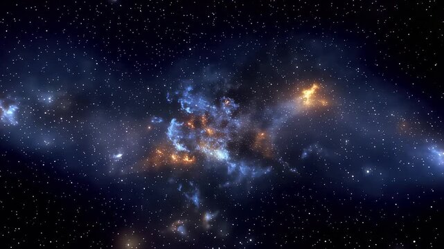 Exploring the beauty of cosmic clouds and bright stars in a distant galaxy at night
