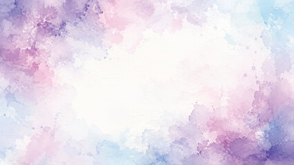 Fototapeta premium A soft abstract watercolor background featuring purple and blue shades, delicate paper texture, and subtle grunge details in a dreamy artistic style.