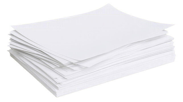 Stack of white paper isolated transparent png on white background