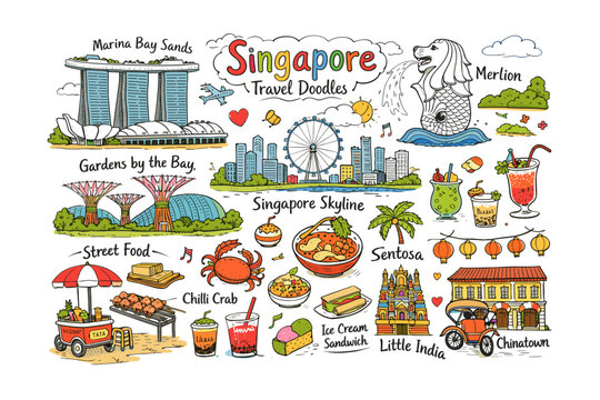 Singapore Travel Doodle Collection