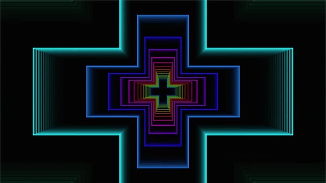 Multicolor cross on black background