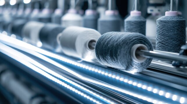 Spinning Threads in Textile Factory