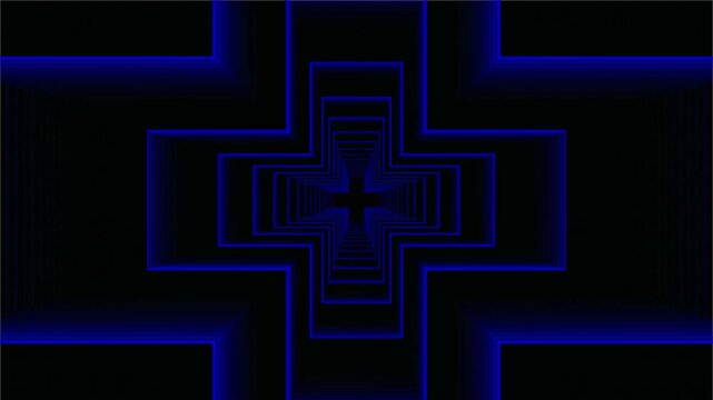 Blue cross on black background