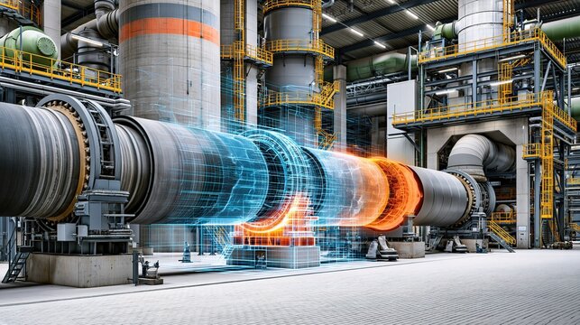 Industrial Power Plant: Turbine Engine in Action