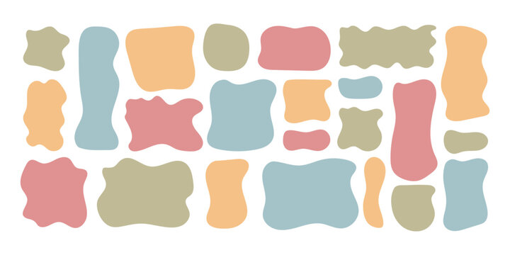 Hand drawn wavy organic frames set. Speech bubble textbox background. Abstract doodle qoute frame collection. Playful cute irregular flat blob for text highlight