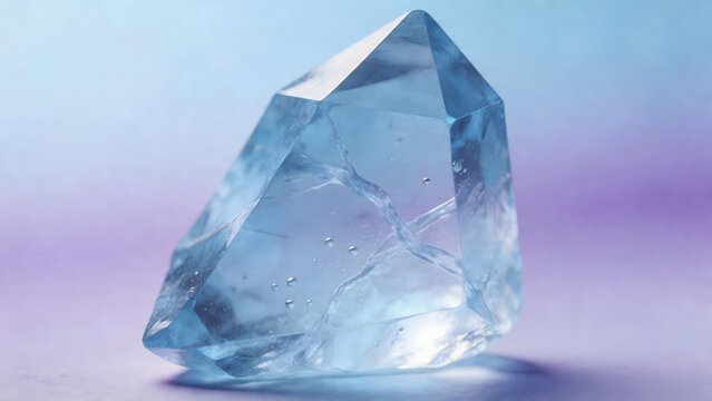 Blue crystal gemstone with internal bubbles