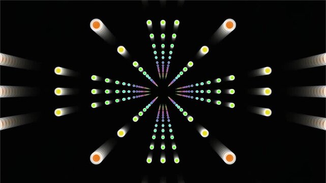 Glowing dots and lines on black background
