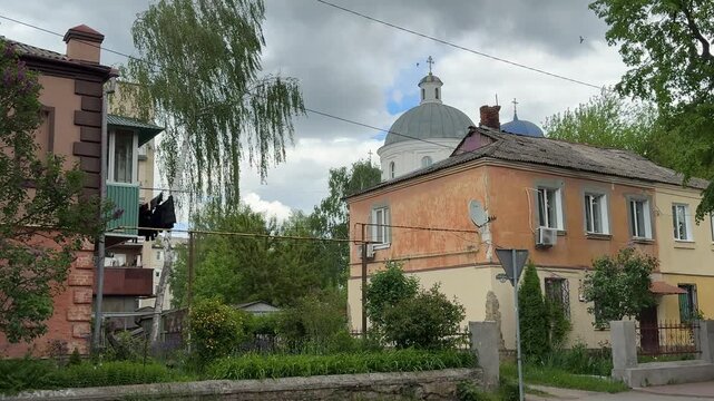 Saint Nicholas Cathedral in Mohyliv Podilskyi near Moldova border with historic orthodox architecture and golden domes