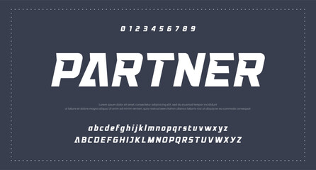 Digital modern alphabet font. Creative abstract urban, futuristic, fashion, sport, minimal technology typography. Simple vector illustration with number © Font_Hub