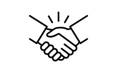 Fototapeta premium Handshake Line Art Icon With Radial Lines White Background