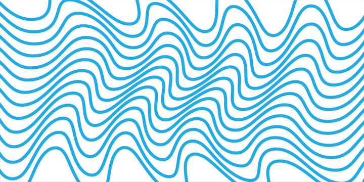 Abstract white background with clean horizontal blue lines distorted into a smooth dynamic wave shape. Modern minimalist geometric stripe texture for tech presentation layouts and posters.
