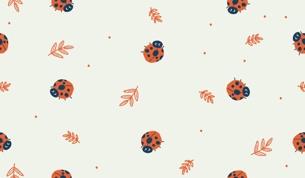 Cute ladybug pattern background vector design