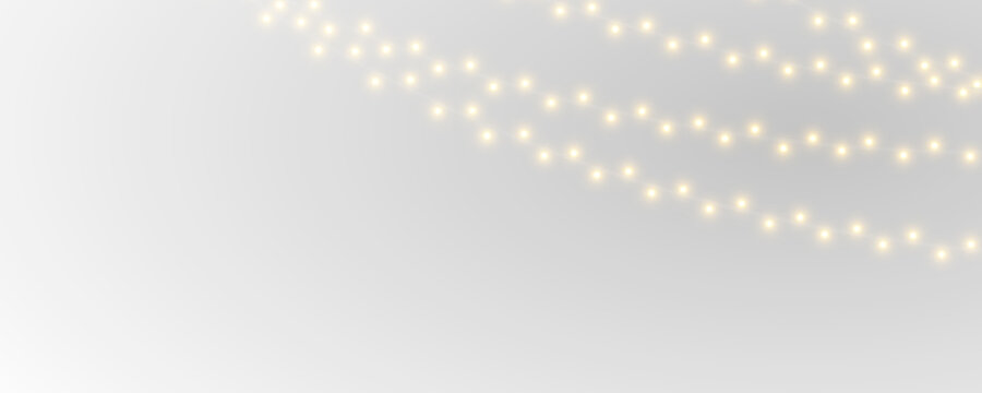Festive string lights with realistic glow bring warmth and celebration. PNG isolated graphic works across many applications. Suitable for holiday presentations and banners.