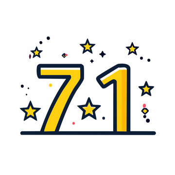 Number 71 with Stars and Dots