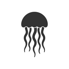 Jellyfish Silhouette On White Background Simple Marine Creature Icon © Ashok
