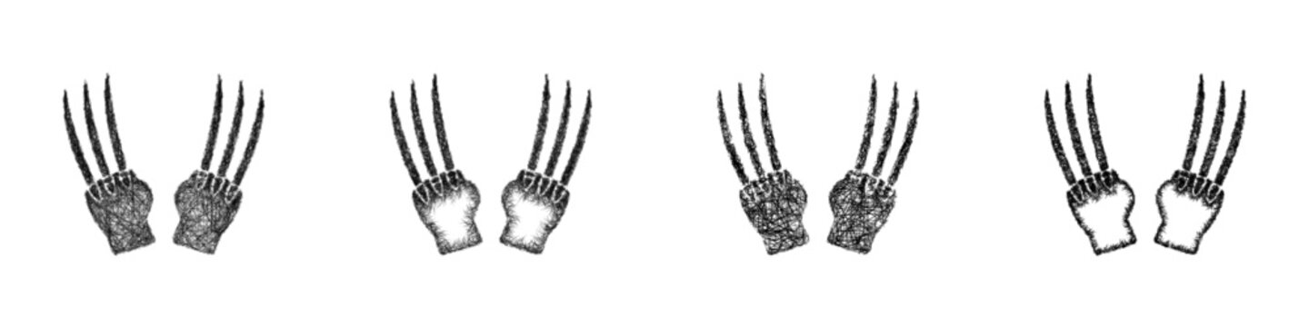 Sketch dual claws icon design set