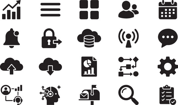 Modern Web Dashboard UI Icons Layout Set