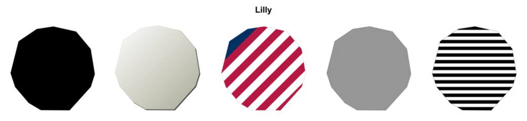 Fototapeta premium Lilly (Georgia) blank outline map set
