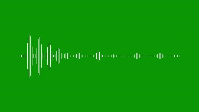 White Sound waveform spectrum animation, sound waves on transparent green background, alpha channel, audio visualiser, sound line audio wave visualization voice record animation, 4k loop
