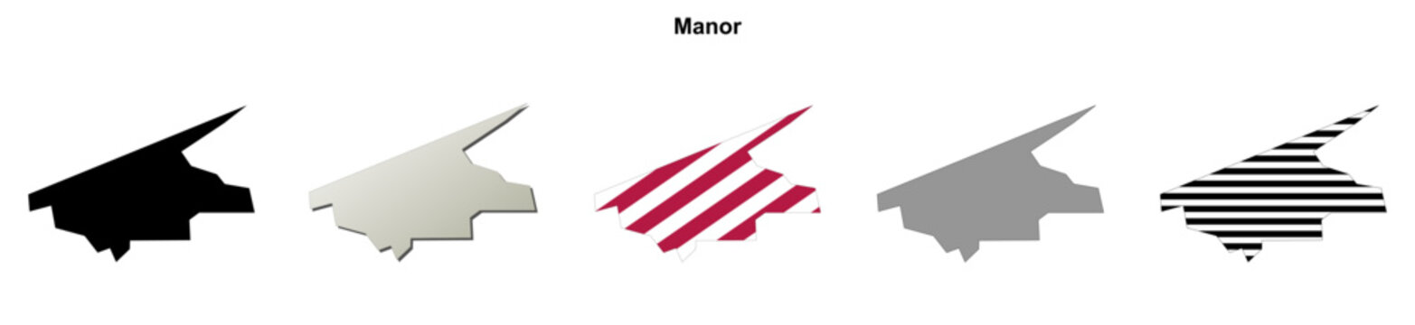 Manor (Georgia) blank outline map set