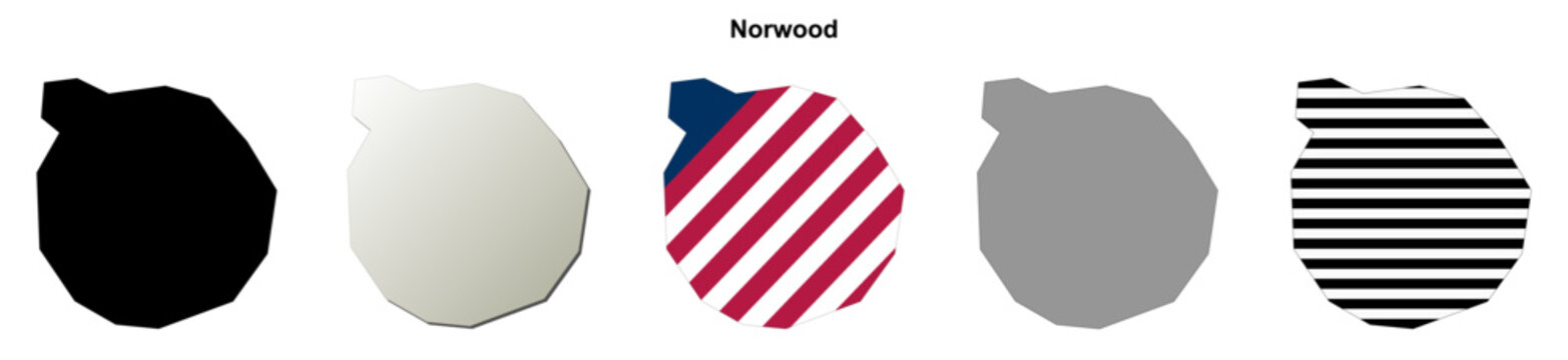 Norwood (Georgia) blank outline map set