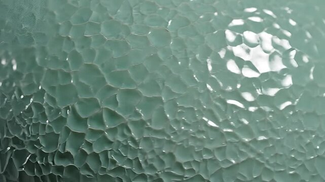 Close up of textured frosted glass with light reflections.