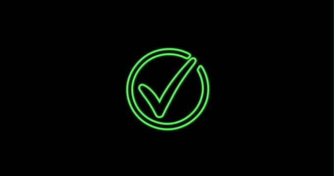 Animated Green Checkmark Icon in Circle on Transparent Background for Success and Completion.
