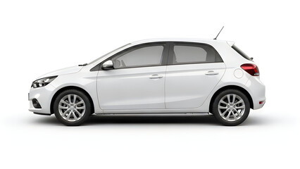 Obraz premium White hatchback car with silver rims and tinted windows