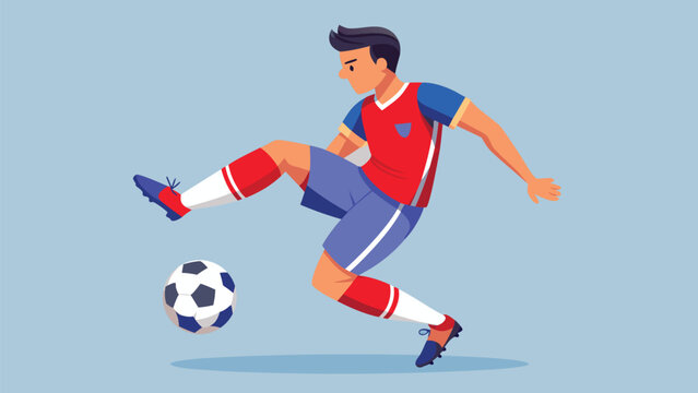 Minimal Soccer Player Kicking Football Flat Vector Illustration