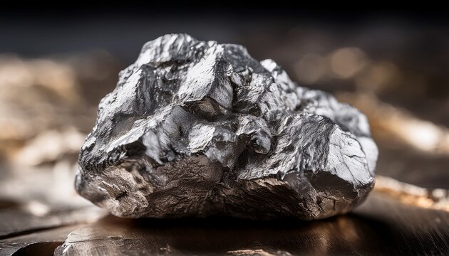 Close Up Of Raw Silver Ore With Rugged Texture And Metallic Sheen