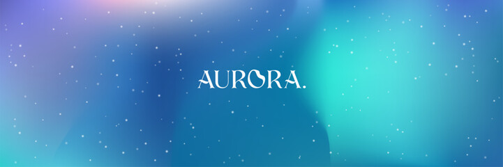 Aurora Light Gradient. Borealis Gradient Blur. Modern Tech Design With Mesh Pattern. Green, Blue And Purple Abstract Sky. Northern Aurora Light. Futuristic Web Banner With Glowing Landscape. © Holo Art