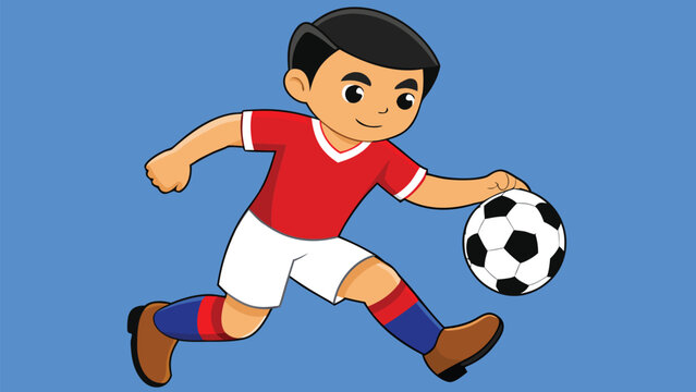 Minimal Soccer Player Kicking Football Flat Vector Illustration