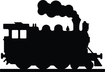 Silhouette vector vintage steam locomotive train engine with smoke plume design © AbuSadat