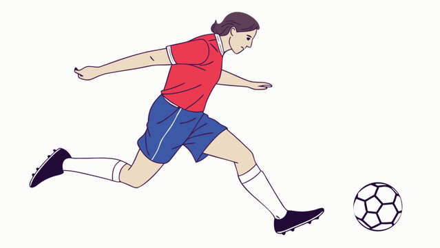 Minimal Soccer Player Kicking Football Flat Vector Illustration