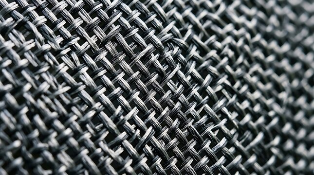 Close up texture of tightly woven black and grey synthetic fabric