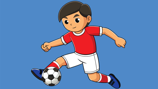 Minimal Soccer Player Kicking Football Flat Vector Illustration