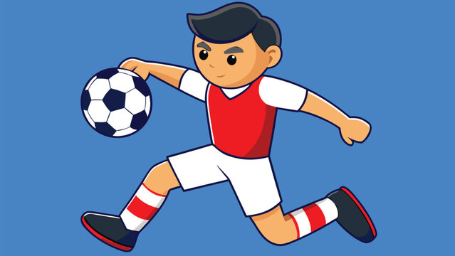 Minimal Soccer Player Kicking Football Flat Vector Illustration