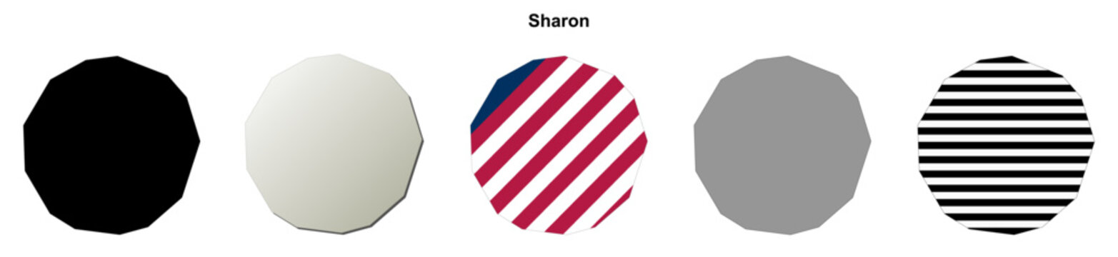 Sharon (Georgia) blank outline map set
