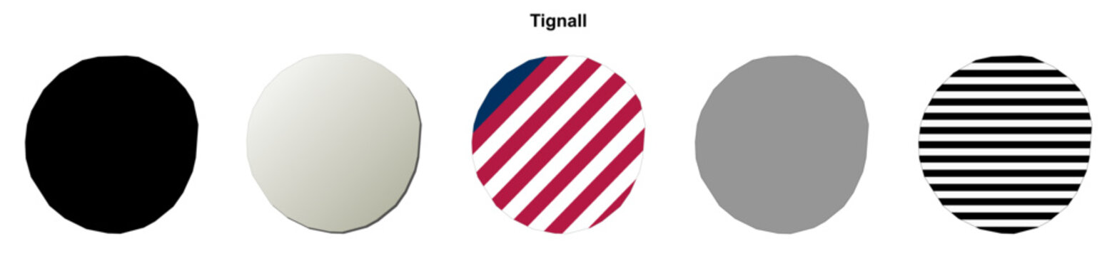 Tignall (Georgia) blank outline map set