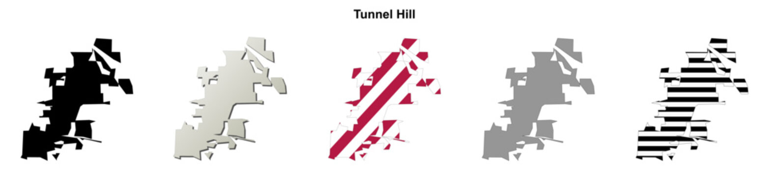Tunnel Hill (Georgia) blank outline map set