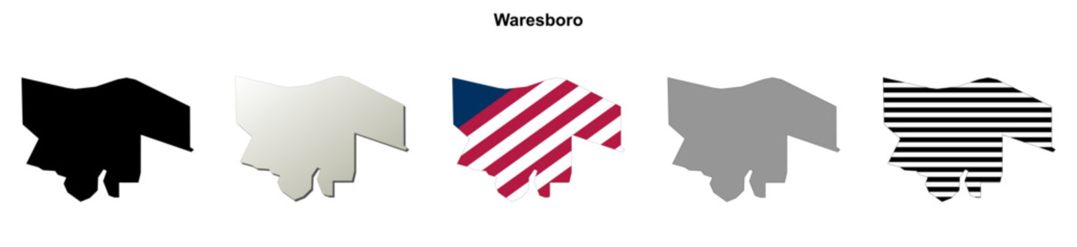 Waresboro (Georgia) blank outline map set