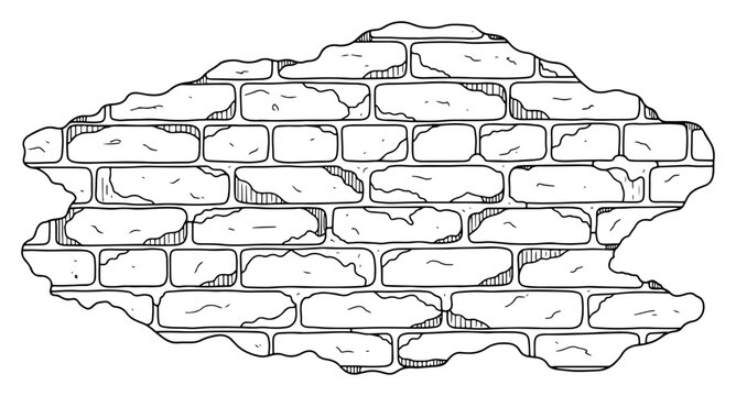 Old brick wall fragment silhouette vintage textured masonry background architectural element minimalist vector illustration