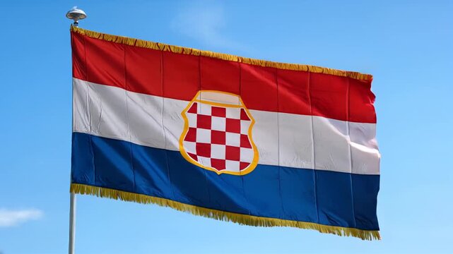 herceg bosna flag waving in blue sky