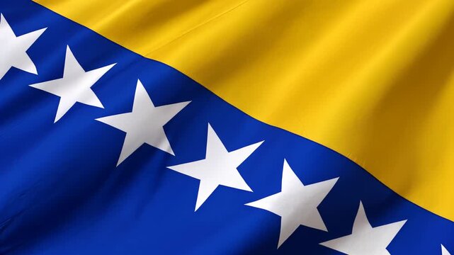 bosnia and herzegovina flag waving in the wind