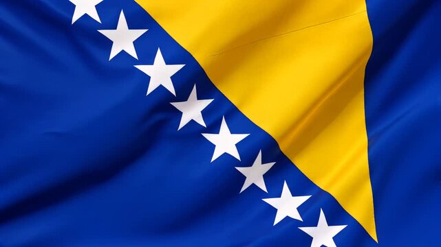 bosnia and herzegovina flag waving in the wind