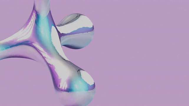 An abstract metal metaball shape rotating smoothly in a dark minimal space